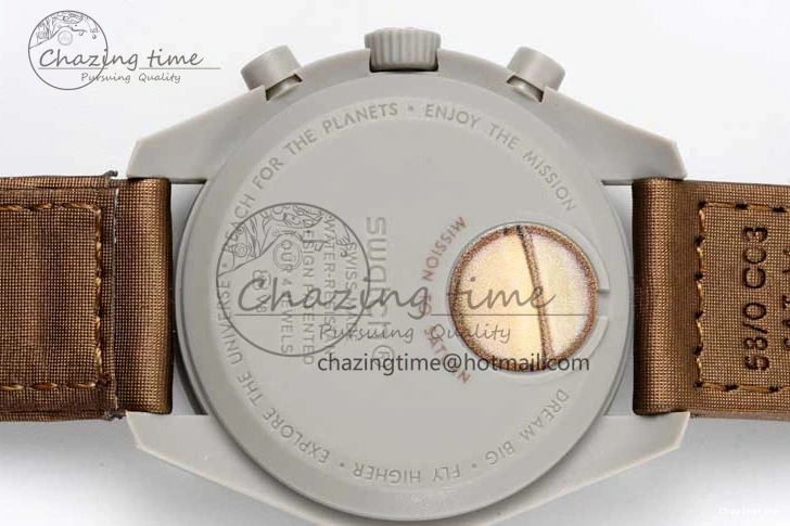 0418 Speedmaster Misson To Saturn 1:1 Best Edition Beige Dial On Nylon Strap Quartz Casual 7861